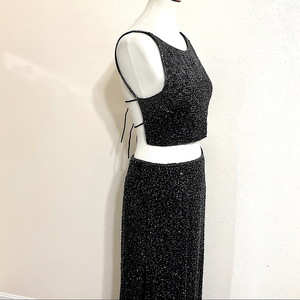 Vintage Andretta Donatello Backless Sequin Beaded Skirt Set Maxi - Picture 6 of 15
